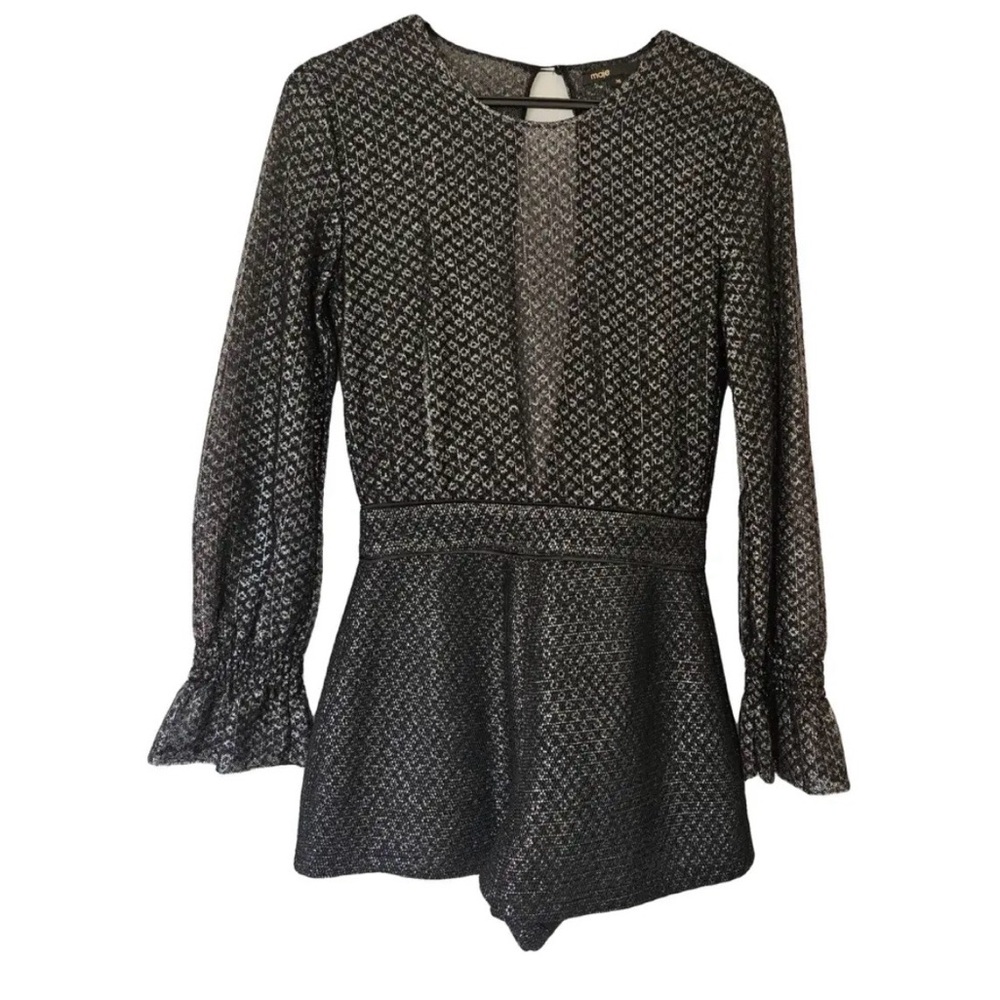 Maje Sheer Long Sleeve Mini Dress / Romper